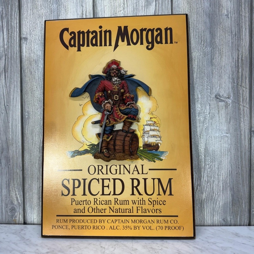 Captain Morgan Original Spiced Rum 3D Raised Relief Bar Sign Wood Plaque 18x12